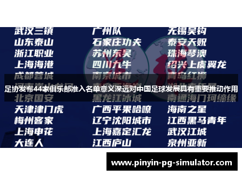 足协发布44家俱乐部准入名单意义深远对中国足球发展具有重要推动作用
