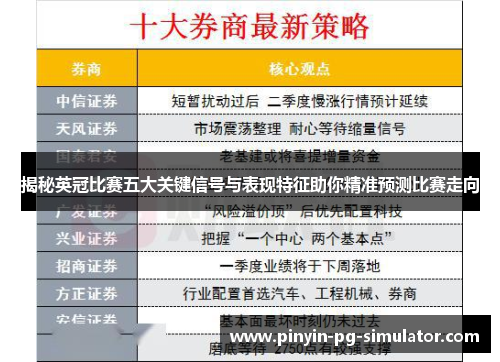揭秘英冠比赛五大关键信号与表现特征助你精准预测比赛走向