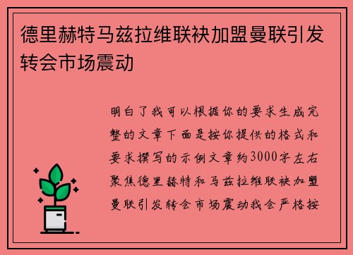 德里赫特马兹拉维联袂加盟曼联引发转会市场震动